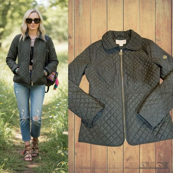 Michael Kors Jackets & Blazers - Michael Kors Women's Thin Diamond Quilted Spring Jacket With Gold Accents SizeXS